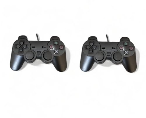 2X PS2 Wired Controller mit Kabel kompatibel mit PS2 Ps1 Ps one PSX-Spielekonsole Joypad schwarz von FLLAGG20