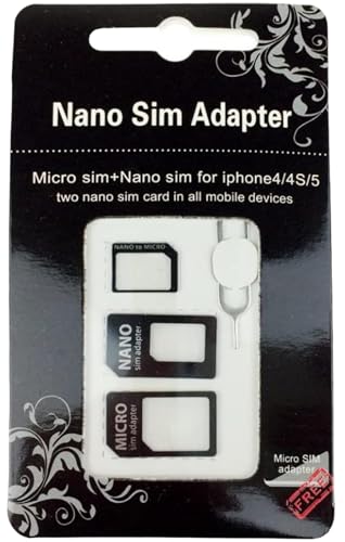 Kit 4 in 1 Nano SIM Adapter Set für alle Mobilgeräte (Nano SIM auf Micro SIM Karte, Micro SIM auf Standard Karte, Nano-SIM auf Standard Karte) + Clip zum Herausziehen des universellen SIM Adapter von FLLAGG20