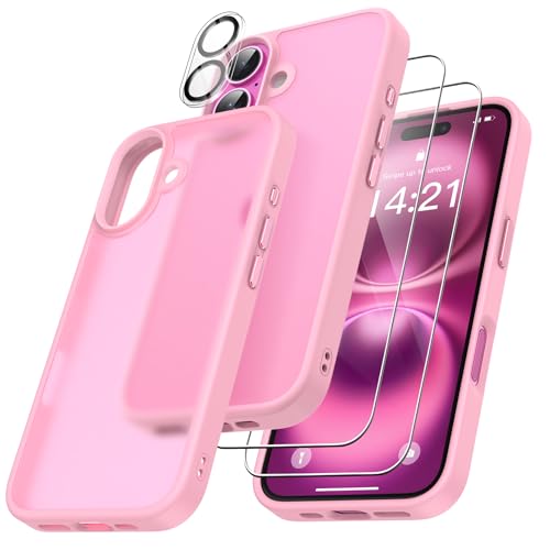FLLAO 4 in 1 Handyhülle Kompatibel für iPhone 16 Hülle mit 2 Stück Schutzfolie und 1 Stück Kameraschutz, Stoßfest Schutzhülle Case für iPhone 16 - Leuchtend Rosa FLLAO 4 in 1 Handyhülle Kompatibel für iPhone 16 Hülle mit 2 Stück Schutzfolie und 1 Stück Kameraschutz, Stoßfest Schutzhülle Case für iPhone 16 - Leuchtend Rosa von FLLAO