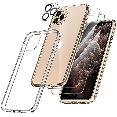 FLLAO für iPhone 11 Pro Max Hülle mit 2 Schutzfolie und 1 Kameraschutz, Weiche TPU Silikon Stoßfest Schutzhülle [Schutz in Militärqualität] Durchsichtige Kratzfest Dünne für iPhone 11Pro Max von FLLAO