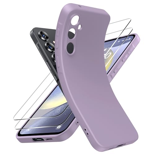 FLLAO Hülle Kompatibel mit Samsung Galaxy A55 5G Handyhülle mit 2 Stück 9H Stück Schutzfolie, Weiches Silikon stoßfest Schutzhülle - Graslila FLLAO Hülle Kompatibel mit Samsung Galaxy A55 5G Handyhülle mit 2 Stück 9H Stück Schutzfolie, Weiches Silikon stoßfest Schutzhülle - Graslila von FLLAO