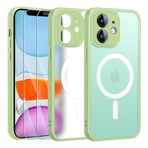 FLLAO Magnetische Schutzhülle für iPhone 11 Hülle und 2 Displayschutzfolien aus gehärtetem Glas, Schutzhülle für iPhone 11, kompatibel mit Magsafe, transparente Hülle, matt, Rückseite dünn, stoßfest, FLLAO Magnetische Schutzhülle für iPhone 11 Hülle und 2 Displayschutzfolien aus gehärtetem Glas, Schutzhülle für iPhone 11, kompatibel mit Magsafe, transparente Hülle, matt, Rückseite dünn, stoßfest, von FLLAO