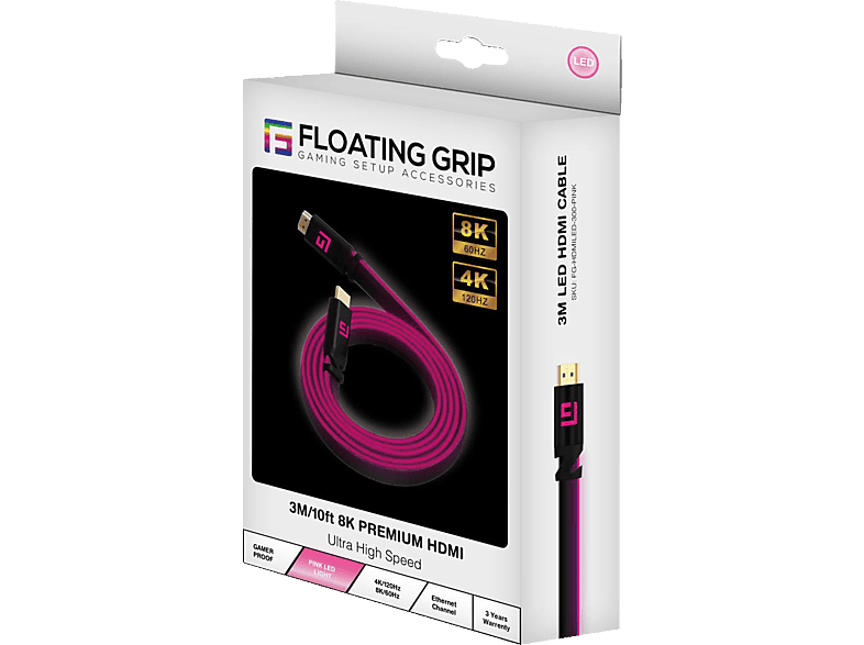 FLOATING GRIP 3M/10ft LED HDMI-Kabel, 2.1 / Hochgeschwindigkeit 8K/60Hz von FLOATING GRIP