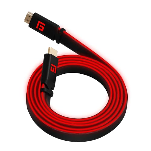 FLOATING GRIP Premium HDMI-Kabel mit LED-Licht, v2.1, High-Speed 8K @ 60Hz, Ethernet Ready (1,5 m) Rot von FLOATING GRIP