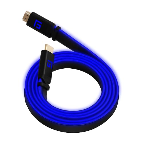 FLOATING GRIP Premium HDMI-Kabel mit LED-Licht, v2.1, High-Speed 8K@60Hz, Ethernet Ready (1,5 m, blau) von FLOATING GRIP