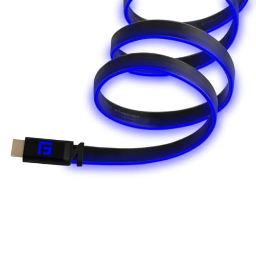 FLOATING GRIP Premium HDMI-Kabel mit LED-Licht, v2.1, High-Speed 8K@60Hz, Ethernet Ready (1,5 m, blau) von FLOATING GRIP