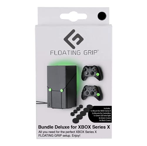 XBOX Series X Wall Mount by FLOATING GRIP - Sleek Mounting Deluxe Kit for Hanging XBOX Series X Gaming Console & 2 Controllers incl. LED stip Mount Covers - Effective VentilationEasy-to-Install System von FLOATING GRIP