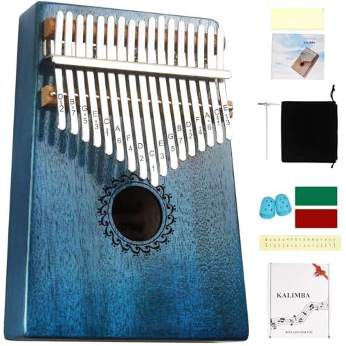 FLSEPAMB Kalimba 17 Schlüssel, Daumenklavier Kalimba mit Studienführer, Kalimba Instrument kann als Geburtstagsgeschenk für Erwachsene oder Kinder verwendet werden (Blau) von FLSEPAMB