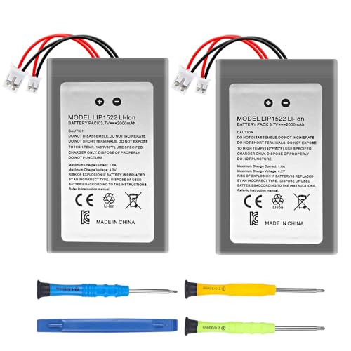 FLSTOR Akku für PS4 Controller, 2000mAh LIP1522 Akku Ersatz für Playstation 4 / PS4 Pro Dualshock 4 CUH-ZCT1E CUH-ZCT1H CUH-ZCT1U CUH-ZCT2 Wireless Controller, (Packung mit 2) von FLSTOR