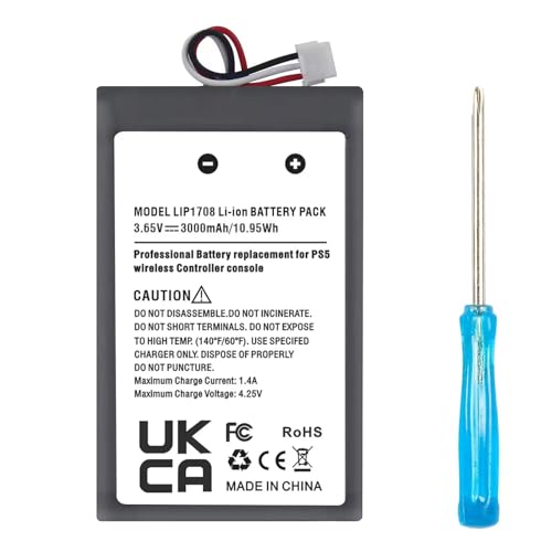 FLSTOR Akku für Playstation 5 Dualsense Controller, LIP1708 Lithium-Ionen Controller Ersatzakku, kompatibel mit PS5 Wireless Controller CFI-ZCT1 W B U, 3000mAh, 3.65V FLSTOR Akku für Playstation 5 Dualsense Controller, LIP1708 Lithium-Ionen Controller Ersatzakku, kompatibel mit PS5 Wireless Controller CFI-ZCT1 W B U, 3000mAh, 3.65V von FLSTOR