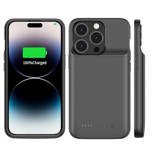 FLSTOR Akkuhülle für iPhone 14 Pro Max (6.7inch), 8500mah wiederaufladbare Akkuhülle für iPhone 14 Pro Max Akkupack Stoßfest, Sturzsicher, Schützende (Schwarz) von FLSTOR