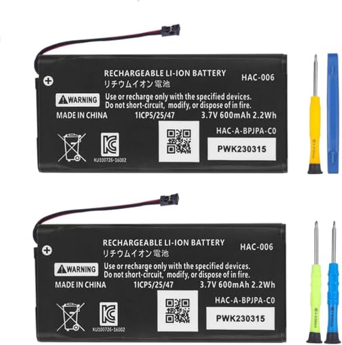 FLSTOR HAC-006 Akku, 2 Packs 600MAH Batterie Ersatz für Nintendo Switch HAC-015 HAC-016 Joy Con L/R Controller von FLSTOR
