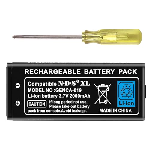 FLSTOR UTL-003 Akku, 2000mAh Lithium-Ionen-Akku Werkzeugsatz für Nintendo DSi XL/DSi LL/DS XL Spielkonsole, (Nicht für Nintendo DSi NDSi DS Lite), mit Werkzeugsatz,1 Stück von FLSTOR