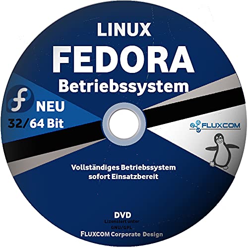 Fedora Linux 38 DVD , komplettes Betriebssystem Markenware 32 / 64 Bit von FLUXCOM