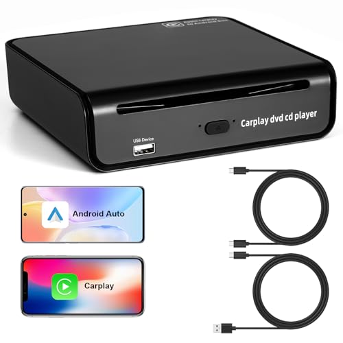 FLWLKEJI Tragbarer externer USB/Typ-C-CD-DVD-Player für das Auto mit integriertem kabellosem CarPlay und Android-Auto-Adapter, CarPlay-DVD-Player für Fahrzeuge, Fabrik oder Aftermarket-Radio mit FLWLKEJI Tragbarer externer USB/Typ-C-CD-DVD-Player für das Auto mit integriertem kabellosem CarPlay und Android-Auto-Adapter, CarPlay-DVD-Player für Fahrzeuge, Fabrik oder Aftermarket-Radio mit von FLWLKEJI