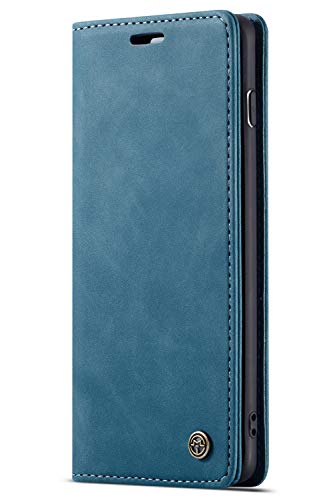 Handyhülle, Premium Leder Flip Schutzhülle Schlanke Brieftasche Hülle Flip Case Handytasche Lederhülle mit Kartenfach Etui Tasche Cover für Samsung Galaxy,Samsung Galaxy S,Blau von FLY HAWK