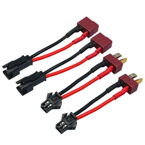 FLY RC 2 Paar SM-2P-Stecker auf T-Stecker-Adapter, männlich, weiblich, mit 18 AWG, 5 cm Silikondraht, für ferngesteuerte Autos, Boote, Drohnen, Lipo Li-Ionen-Akku von FLY RC