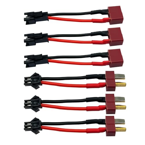 3 Paar SM-2P-Stecker auf T-Stecker-Adapter, männlich, weiblich, mit 18 AWG, 5 cm Silikondraht, für ferngesteuerte Autos, Drohnen, Boote, Lipo Li-Ionen-Akku von FLY RC