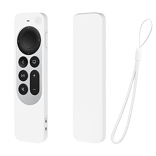 FLYAMAPIRIT Remote Case Silikonhülle Ersatz für Apple TV 4K Series 6. Generation 2021 Siri Remote Control Schutzhülle mit Lanyard (Weiß) von FLYAMAPIRIT