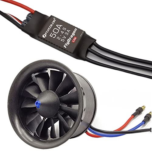 FLYCOLOR EDF 64mm 3500KV 4S RC Jet Flugzeug 11 Flügel Geführter Lüfter mit RC Brushless Motor mit ESC 50A (2 ~ 4S) Balance Getestet von FLYCOLOR