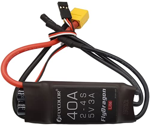 Flycolor 40A ESC 2-4S Elektrischer Geschwindigkeitsregler 5V 3A BEC mit XT60 & 3,5mm Bullet Plugs für RC Drohne Flugzeug Bürstenlose Motoren von FLYCOLOR