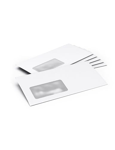 Briefumschläge mit Fenster DIN lang (100 Stück) I Briefumschlag selbstklebend weiß (22cm x 11cm) Briefkuvert 80 g/m² von FLYERALARM