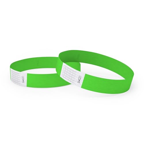 Einlassbänder aus Tyvek – 500 Stück – reißfest & wasserfest – Armbänder – ideal für eine Party, Festival, Veranstaltungen (Neongruen) von FLYERALARM