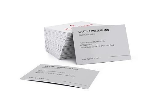 Visitenkarte personalisiert selbst gestalten mit Text und Logo (75 Stück) Graue Business Cards Online gestalten (300g Bilderdruck matt) von FLYERALARM