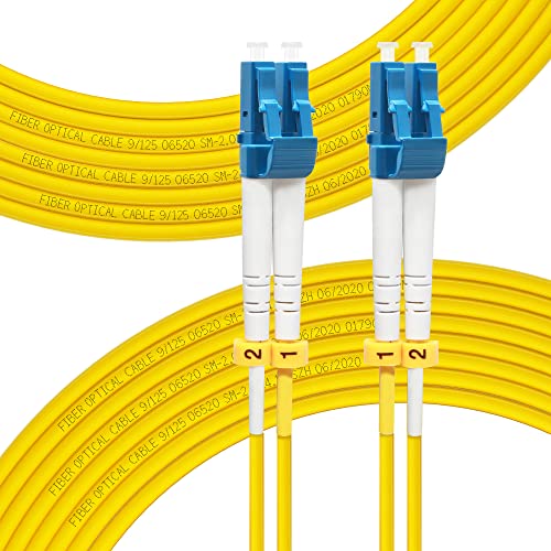 FLYPROFiber 100M OS2 LC auf LC LWL Glasfaser Patchkabel | Längenoptionen: 0,2m-200m, 1G/10GB Singlemode Duplex LC-LC 9/125 um SMF-LWL Kabel LSZH 100 Meter von FLYPROFiber