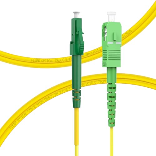 FLYPROFiber 15m Glasfaserkabel LC APC auf SC APC, LWL Patchkabel Singlemode Glasfaser Kabel Simplex 9/125μm, Lichtwellenleiter LSZH von FLYPROFiber