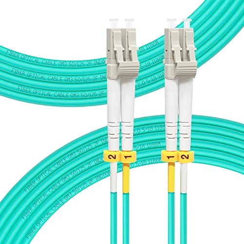 FLYPROFiber 20M OM3 LC auf LC LWL Glasfaser Patchkabel | Längenoptionen: 0,2m-100m, 10 GB Duplex, 50/125 um Multimode Kabel, LSZH 20 Meter von FLYPROFiber