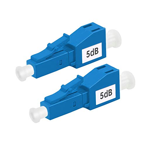 FLYPROFiber LC Dämpfungsglieder, 5 dB, 2er-Pack | DB-Optionen: 3 dB, 5 dB, 7 dB, 10 dB, 15 dB | LC/UPC SM Single Mode Feste Glasfaser-Dämpfungsglied, männlich/weiblich. von FLYPROFiber