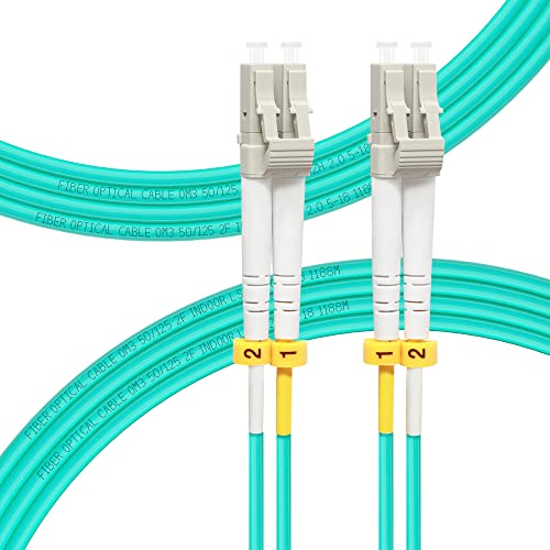 FLYPROFiber 3 M OM3 LC auf LC LWL Glasfaser Patchkabel | Längenoptionen: 0,2m-100 m, 10 GB Duplex, 50/125 um Multimode Kabel, LSZH 3 Meter, 4 Packs von FLYPROFiber