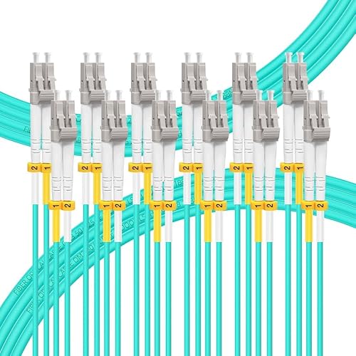 FLYPROFiber - OM4 LC auf LC Glasfaser-Patchkabel, MM-Multimode-Glasfaserkabel, MMF-Multimode-Faser-Jumperkabel, 10 GB/40 GB/100 GB, Duplex, 50/125um, LSZH, 3 m, 6 Stück von FLYPROFiber