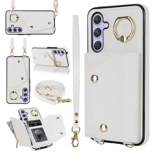 FMPCUON Handyhülle Kompatibel mit Samsung Galaxy A54 5G Hülle mit Band,Leder Cover Klapphülle Reißverschluss Stoßfest Schutzhülle Aesthetic Mädchen Handy Verstellbarer Halskette Hülle Weiß FMPCUON Handyhülle Kompatibel mit Samsung Galaxy A54 5G Hülle mit Band,Leder Cover Klapphülle Reißverschluss Stoßfest Schutzhülle Aesthetic Mädchen Handy Verstellbarer Halskette Hülle Weiß von FMPCUON
