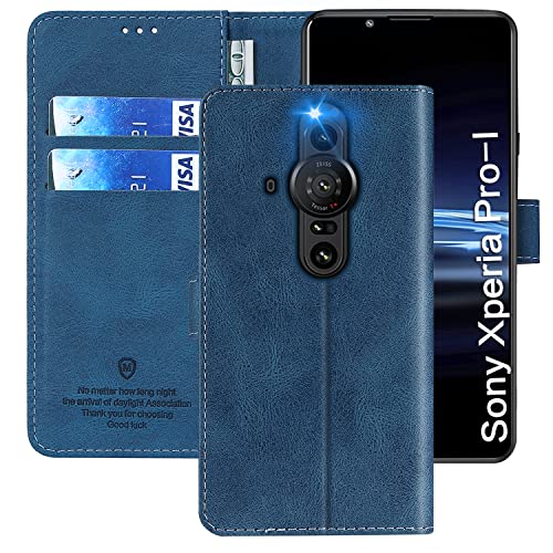 FMPCUON Handyhülle für Sony Xperia Pro-I,Sony Xperia Pro-I Hülle [Flip Wallet Case][TPU Bumper Schutzhülle][Leder Folio Tasche] Etui Stand Klapphülle für Sony Xperia Pro-I,Blau von FMPCUON