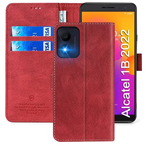 FMPCUON Handyhülle für Xiaomi Redmi 10A,Xiaomi Redmi 10A Hülle [Flip Wallet Case][TPU Bumper Schutzhülle][Leder Folio Tasche] Etui Stand Klapphülle für Xiaomi Redmi 10A,Rot von FMPCUON