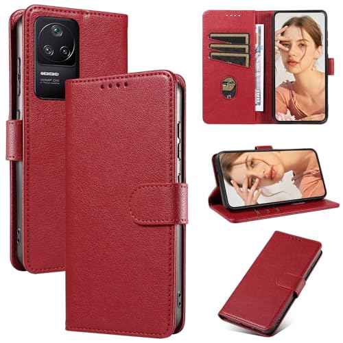 FMPCUON Handyhülle für Xiaomi Redmi K40S/POCO F4 5G Hülle PU Leder Handyhülle Lederhülle Klapphülle Magnet Kartenfach Flip Cover für Handy hülle Leather Wallet Phone Case - Rot FMPCUON Handyhülle für Xiaomi Redmi K40S/POCO F4 5G Hülle PU Leder Handyhülle Lederhülle Klapphülle Magnet Kartenfach Flip Cover für Handy hülle Leather Wallet Phone Case - Rot von FMPCUON