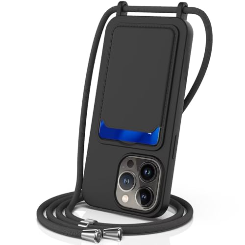 FMPCUON Handykette Flüssigsilikon Hülle für iPhone 14 Pro Max mit Band,Handyhülle mit Kartenfach,Necklace Schutzhülle mit Abnehmbar Kordel zum Umhängen Stossfest Bumper,Schwarz FMPCUON Handykette Flüssigsilikon Hülle für iPhone 14 Pro Max mit Band,Handyhülle mit Kartenfach,Necklace Schutzhülle mit Abnehmbar Kordel zum Umhängen Stossfest Bumper,Schwarz von FMPCUON