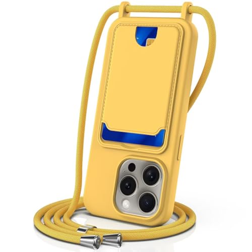 FMPCUON Handykette Flüssigsilikon Hülle für iPhone 16 Pro mit Band,Handyhülle mit Kartenfach,Necklace Schutzhülle mit Abnehmbar Kordel zum Umhängen Stossfest Bumper,Gelb FMPCUON Handykette Flüssigsilikon Hülle für iPhone 16 Pro mit Band,Handyhülle mit Kartenfach,Necklace Schutzhülle mit Abnehmbar Kordel zum Umhängen Stossfest Bumper,Gelb von FMPCUON