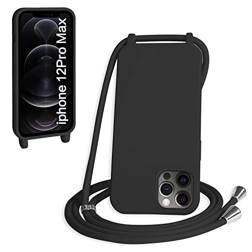 FMPCUON Handykette Kompatibel mit iPhone 12 Pro Max hülle mit Band,Silikon Necklace Handyhülle mit Abnehmbar Kordel zum Umhängen Handy Schutzhülle,Schwarz FMPCUON Handykette Kompatibel mit iPhone 12 Pro Max hülle mit Band,Silikon Necklace Handyhülle mit Abnehmbar Kordel zum Umhängen Handy Schutzhülle,Schwarz von FMPCUON