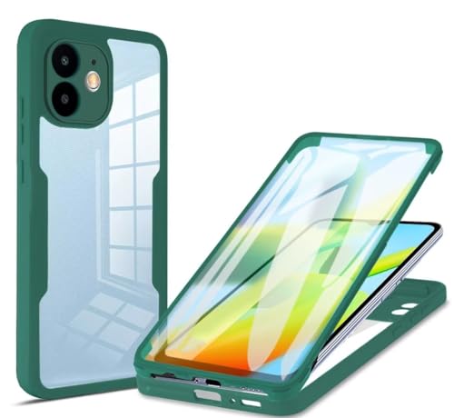 FMPCUON Hülle Kompatibel mit iPhone X/iPhone XS Handyhülle, Superleichte Ultradünne 360 Grad Vollbildabdeckung Vorne und Hinten Gehärtetes Glas Schutzhülle Bumper [Einteiliges Design] Grün von FMPCUON