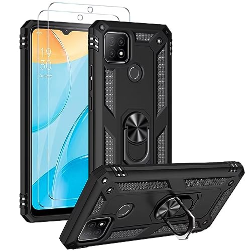 FMPCUON Hülle für Google Pixel 8 + schutzfolie, Militärische Armor Hybrid Schutzhülle Silikon Stoßfest Bumper Cover Case Ringhalter Handytasche Handy Hüllen,Schwarz von FMPCUON