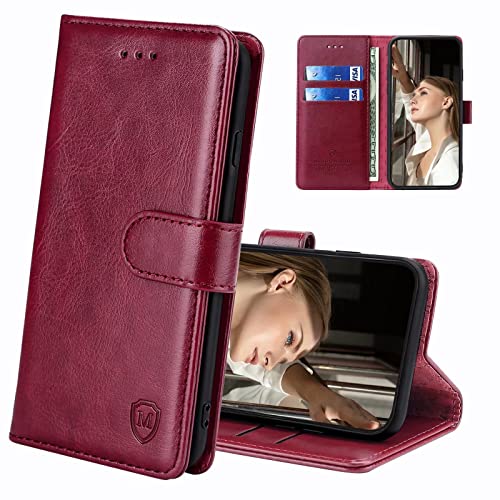 FMPCUON Hülle für iPhone 15 Handyhülle [Standfunktion] [Kartenfach] [Magnetverschluss] Tasche Flip Case Schutzhülle lederhülle klapphülle für iPhone 15 Rot von FMPCUON