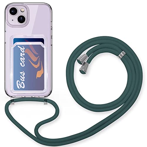 FMPCUON Silikon Handykette für iPhone XR Hülle mit Band Handyhülle für zum Umhängen Transparent Schutzhülle zum Umhängeband Abnehmbar Necklace Case mit Kartenfach,Dunkelgrün von FMPCUON