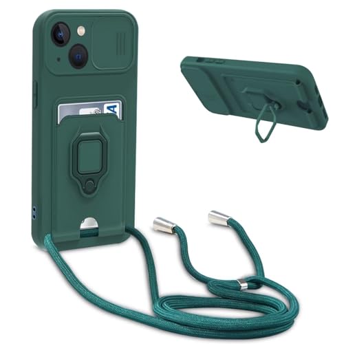 FMPCUON kompatibel mit Apple iPhone 13 Schiebe Kameraschutz Silikon Metall Ring Halter Handy Cover,Verstellbarer Halskette Handyhülle,Handykordel mit Schutzhülle Grün FMPCUON kompatibel mit Apple iPhone 13 Schiebe Kameraschutz Silikon Metall Ring Halter Handy Cover,Verstellbarer Halskette Handyhülle,Handykordel mit Schutzhülle Grün von FMPCUON