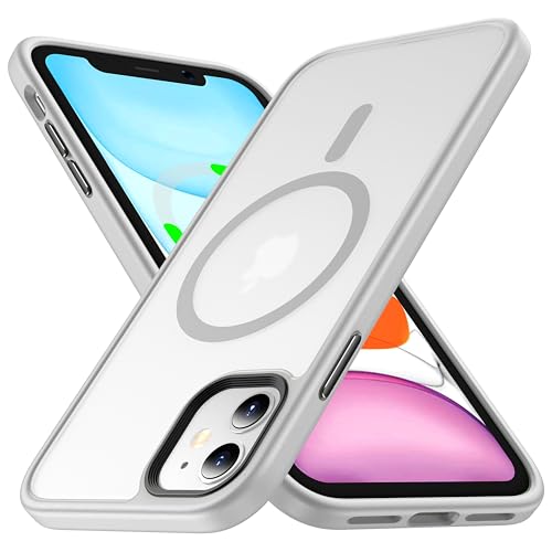 FNDMIL [NO.1 Magnetisch für iPhone 11 Hülle mit MagSafe [Silikonrand mit Rutschfester Textur][Durchscheinend Matt][Anti-Fingerabdruck] Militär Stoßfest Handyhülle für iPhone 11 Case Dünn,Grau von FNDMIL
