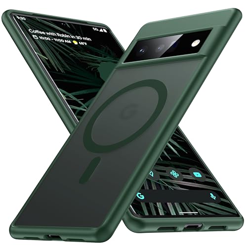 FNDMIL [NO.1 Magnetisch für Google Pixel 6 Pro Hülle mit MagSafe[Translucent Matt][Anti-Fingerabdruck][Militär Stoßfest] Hardcase mit Weich Silikon Handyhülle für Pixel 6 Pro Case Dünn 6.7'',Grün von FNDMIL