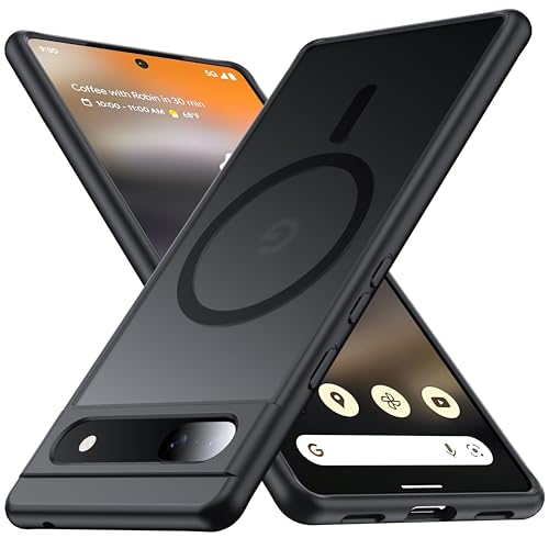FNDMIL [NO.1 Magnetisch für Google Pixel 6a Hülle mit MagSafe [Translucent Matt] [Anti-Fingerabdruck] [Militär Stoßfest] Hardcase mit Weich Silikon Handyhülle für Pixel 6a Case Dünn 6.1'', Schwarz von FNDMIL