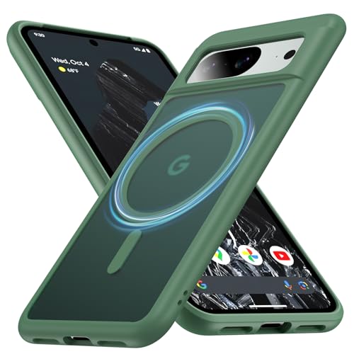 FNDMIL [NO.1 Magnetisch für Google Pixel 8 Hülle mit MagSafe [Translucent Matt] [Anti-Fingerabdruck] [Militär Stoßfest] Hardcase mit Weich Silikon Bumper Handyhülle für Pixel 8 Case Dünn 6.2'', Grün von FNDMIL